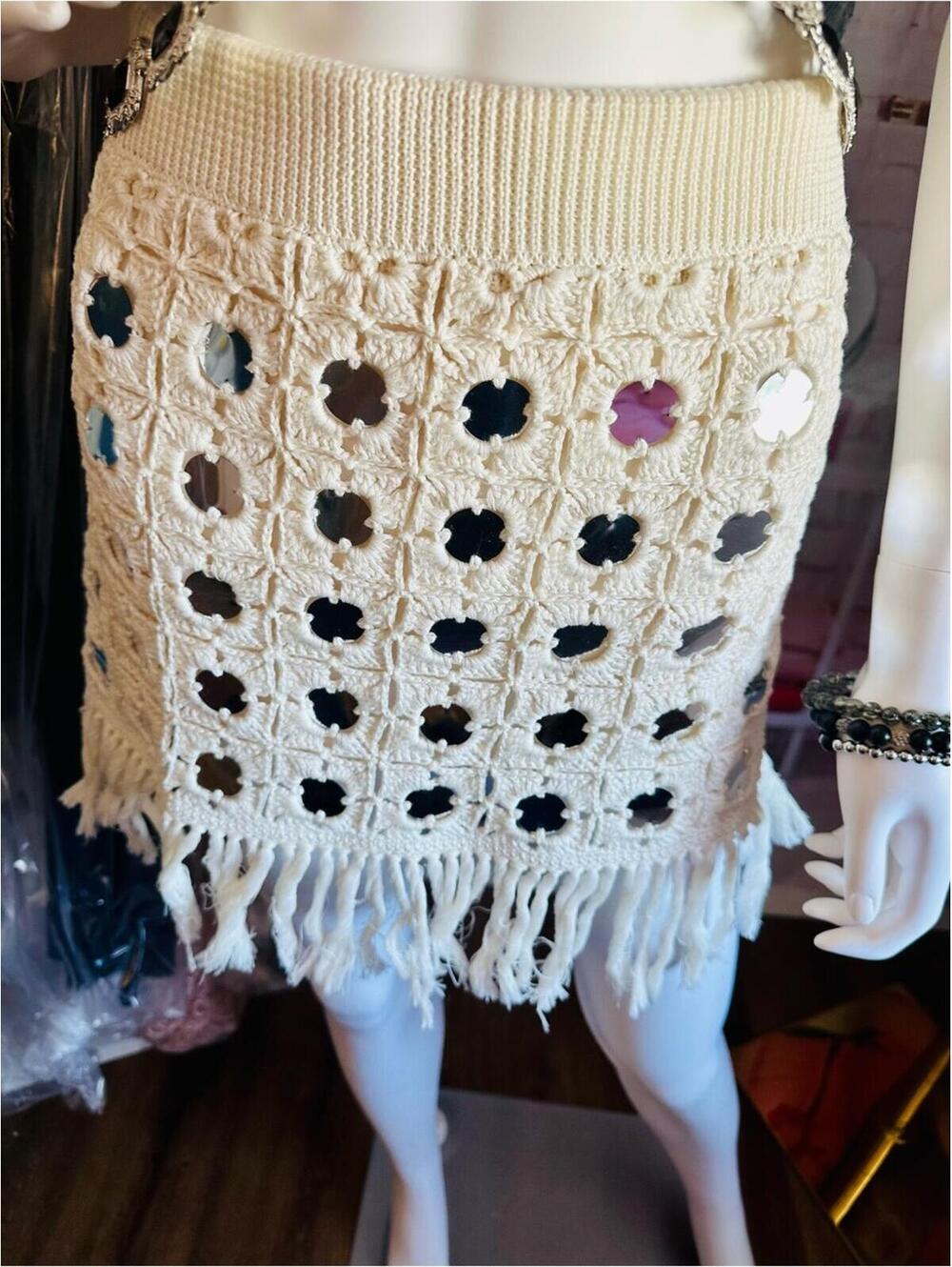 Le Superbe Gypset Crochet Mirrored Mini Skirt - Picture 2 of 9